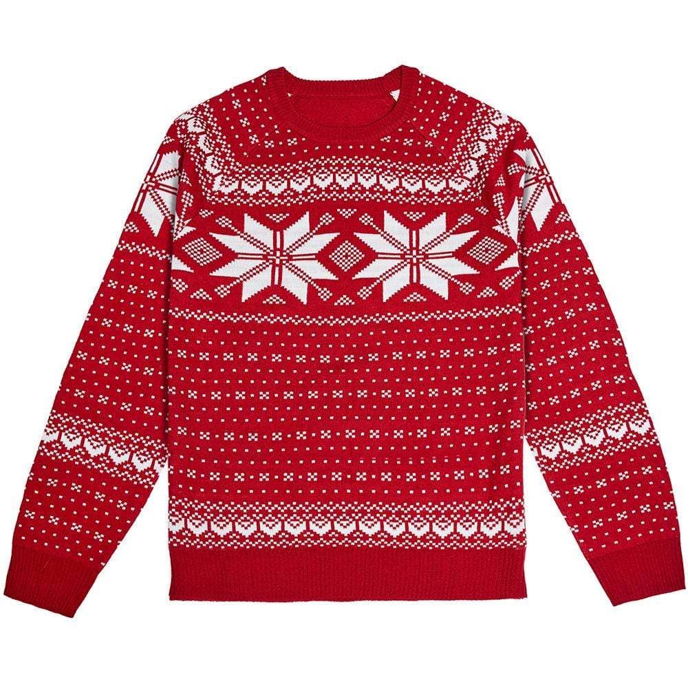 Holiday Family Sweater,  Snowflakes Sweater in True Red