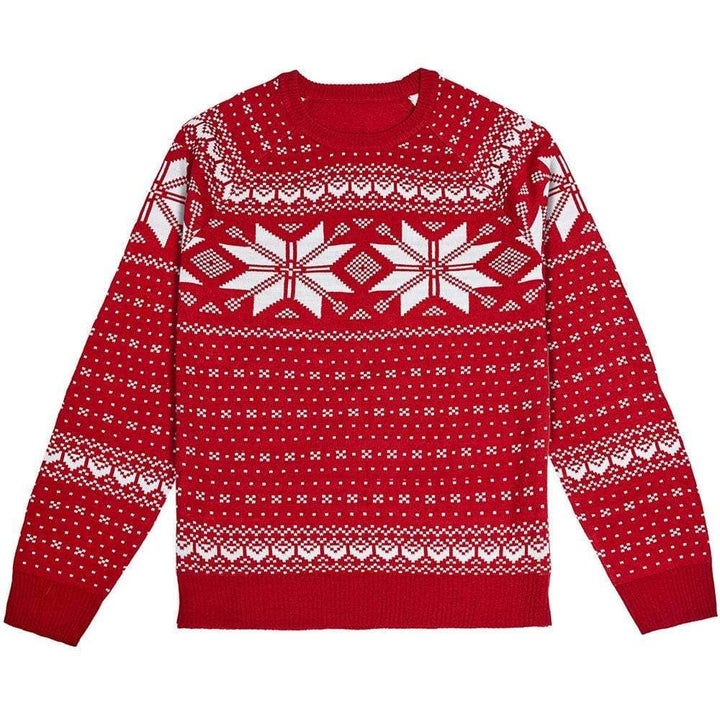 Holiday Family Sweater,  Snowflakes Sweater in True Red