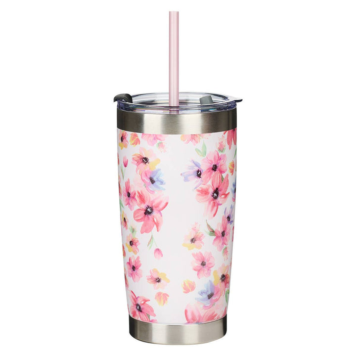 Kindness Matters Pink Cosmos Stainless Steel Travel Mug with
