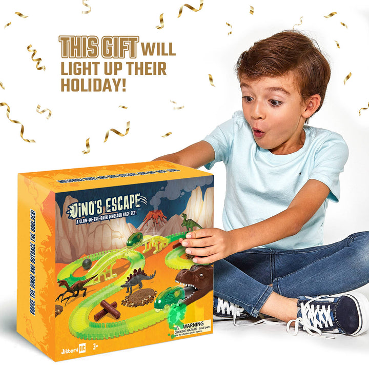 Dino Race Track Xmas Playset Toy Gift For Kids, Boys, Girls