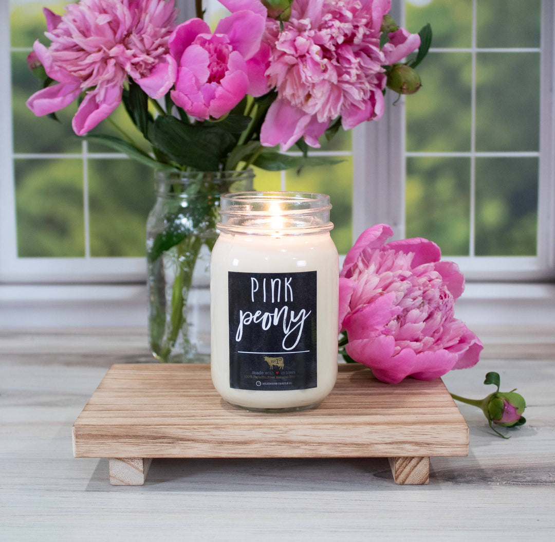Pink Peony Mason Jar Candle