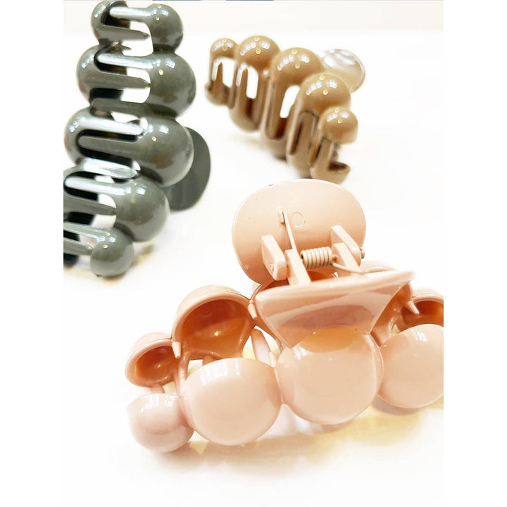 Matte Large Color Pearl Shape Hair Claw Clips