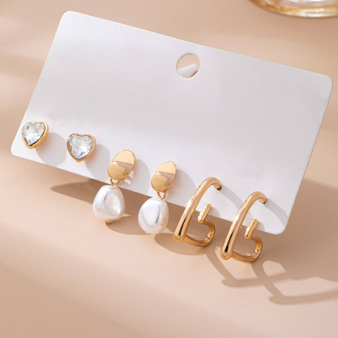 Trio Gold-Tone Pearl & Crystal Earring Set | 80E61609