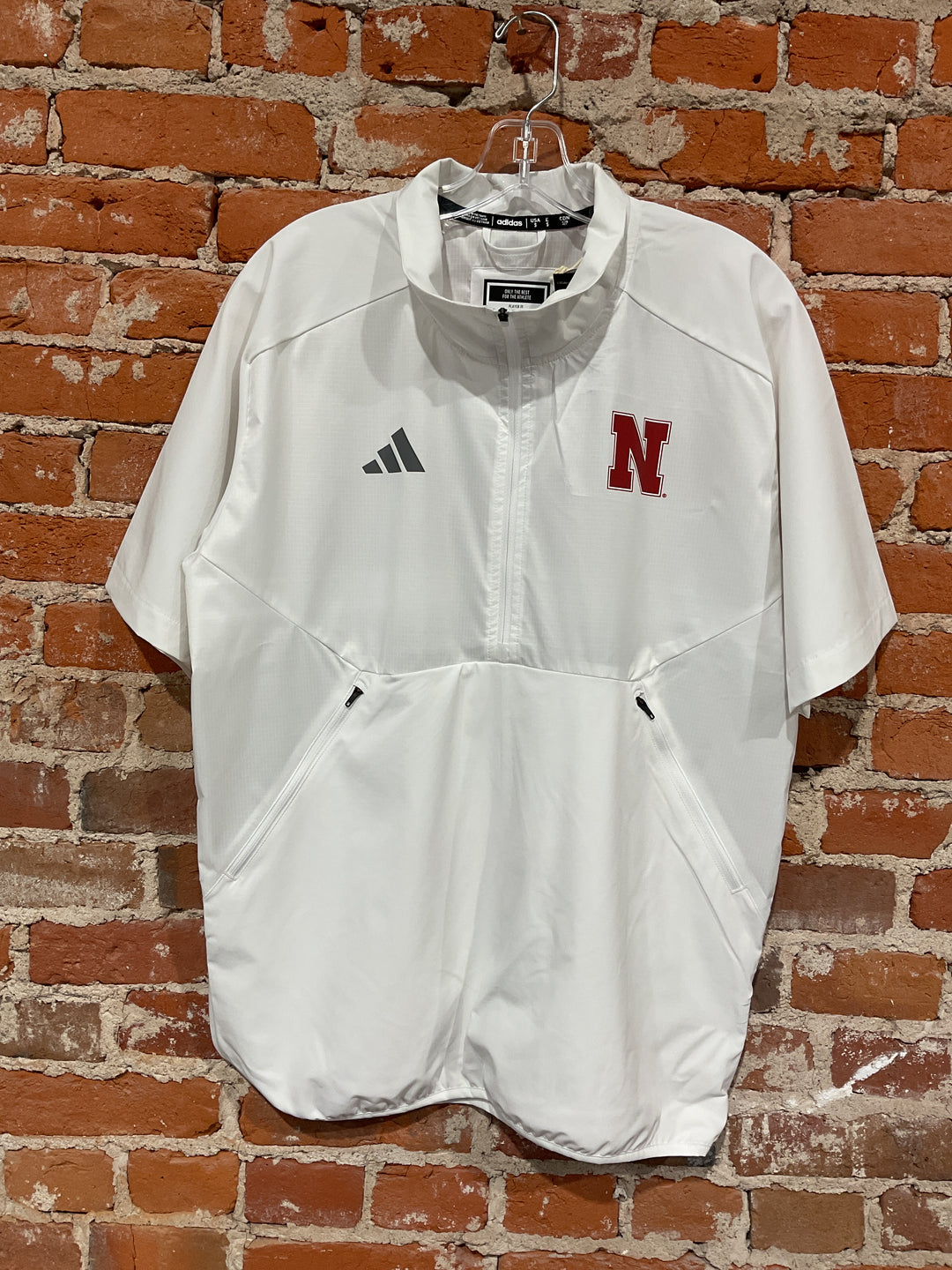 Huskers Adidas Sideline SS 1/4 Zip- White
