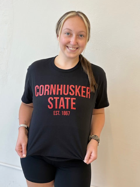 Cornhusker State T shirt-Black or Red