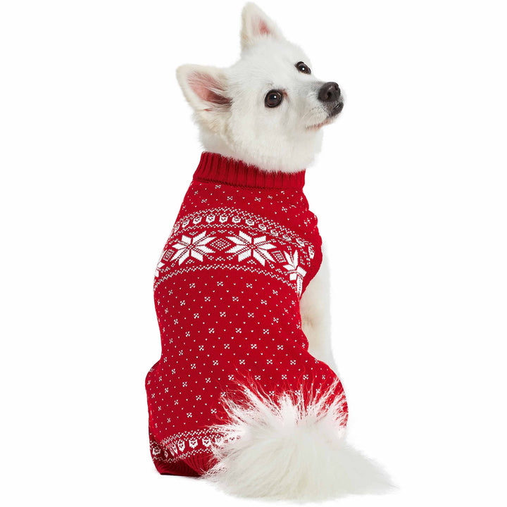 Holiday Family Sweater,  Snowflakes Sweater in True Red