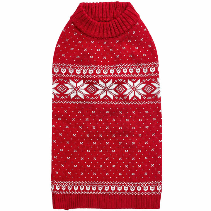 Holiday Family Sweater,  Snowflakes Sweater in True Red