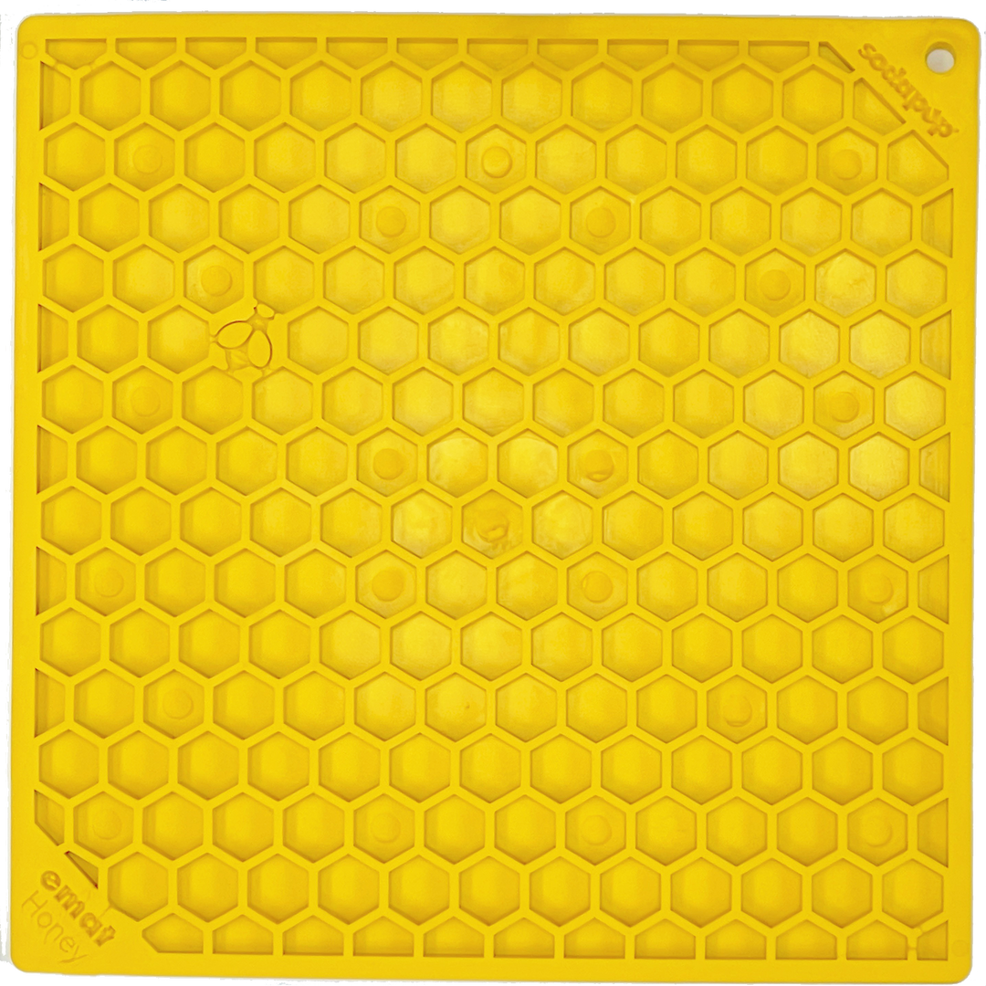 Honeycomb Design Emat Enrichment Licking Mat - Yellow