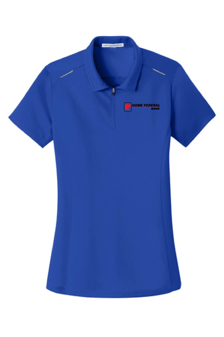 Home Federal Ladies Pin Point Mesh-Zip Polo