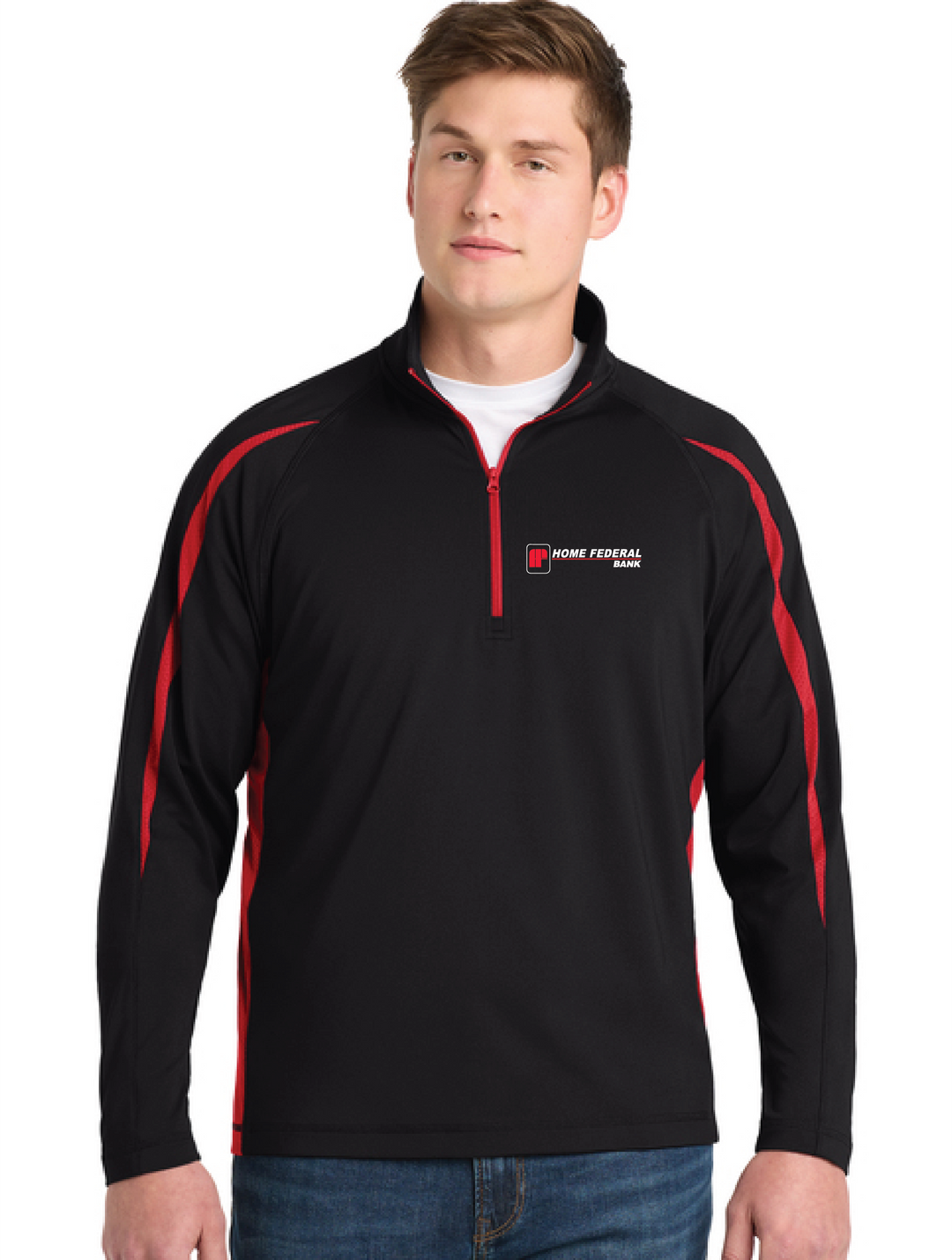 Home Federal Sport Wick 1/4 Zip ST851-black/red