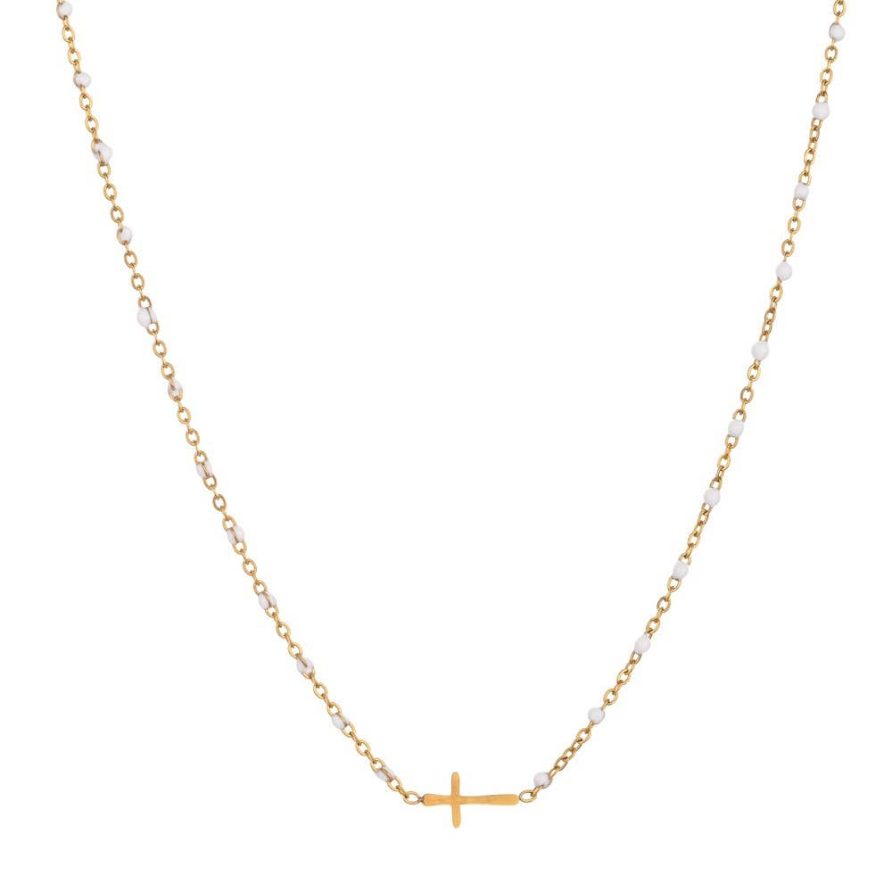 18K STAINLESS STEEL TARNISH FREE CROSS NECKLACE | 40NK9539