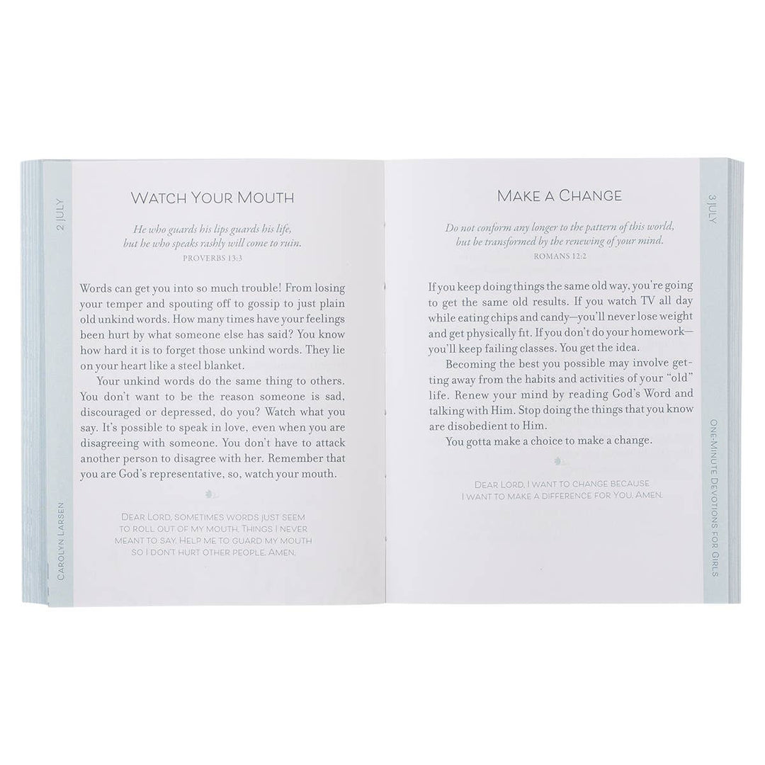 Pink Floral Softcover One-Minute Devotions for Girls
