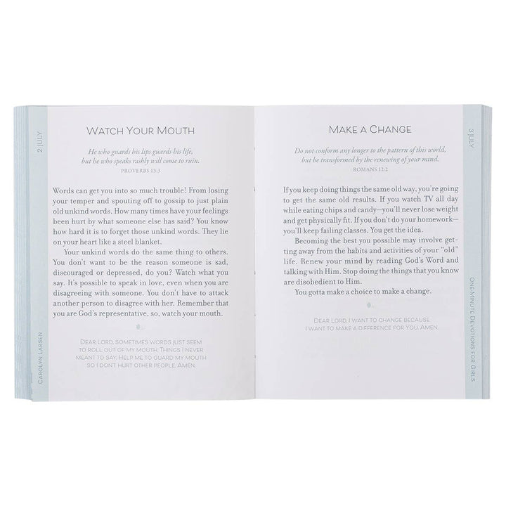 Pink Floral Softcover One-Minute Devotions for Girls