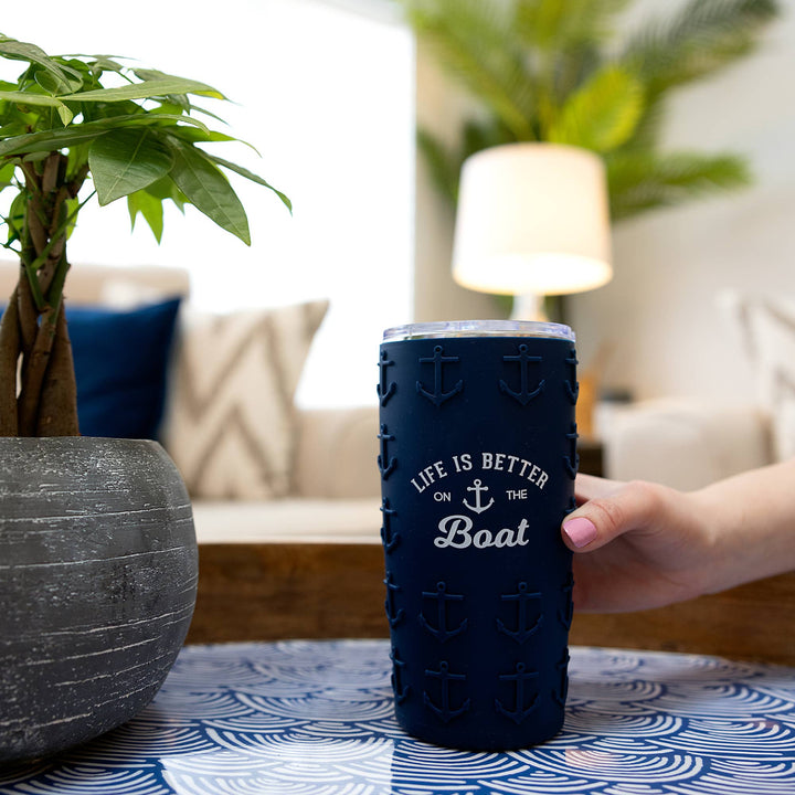 On The Boat - 20 oz Travel Tumbler with 3D Silicone Wrap