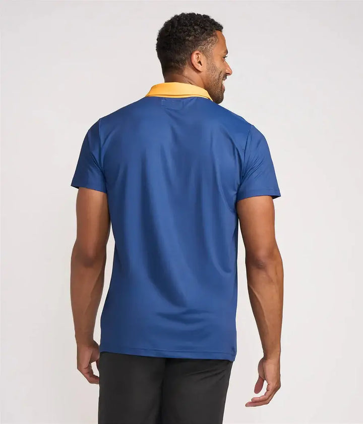 Slice of Sunset Men's Golf Shirt - Navy Striped Golf Polo