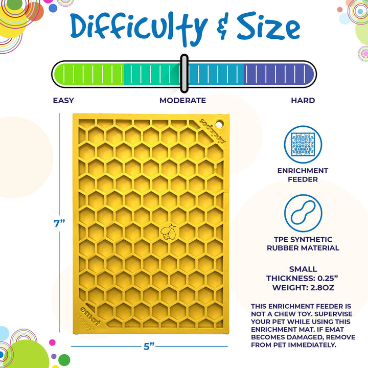 Honeycomb Design Emat Enrichment Licking Mat - Yellow