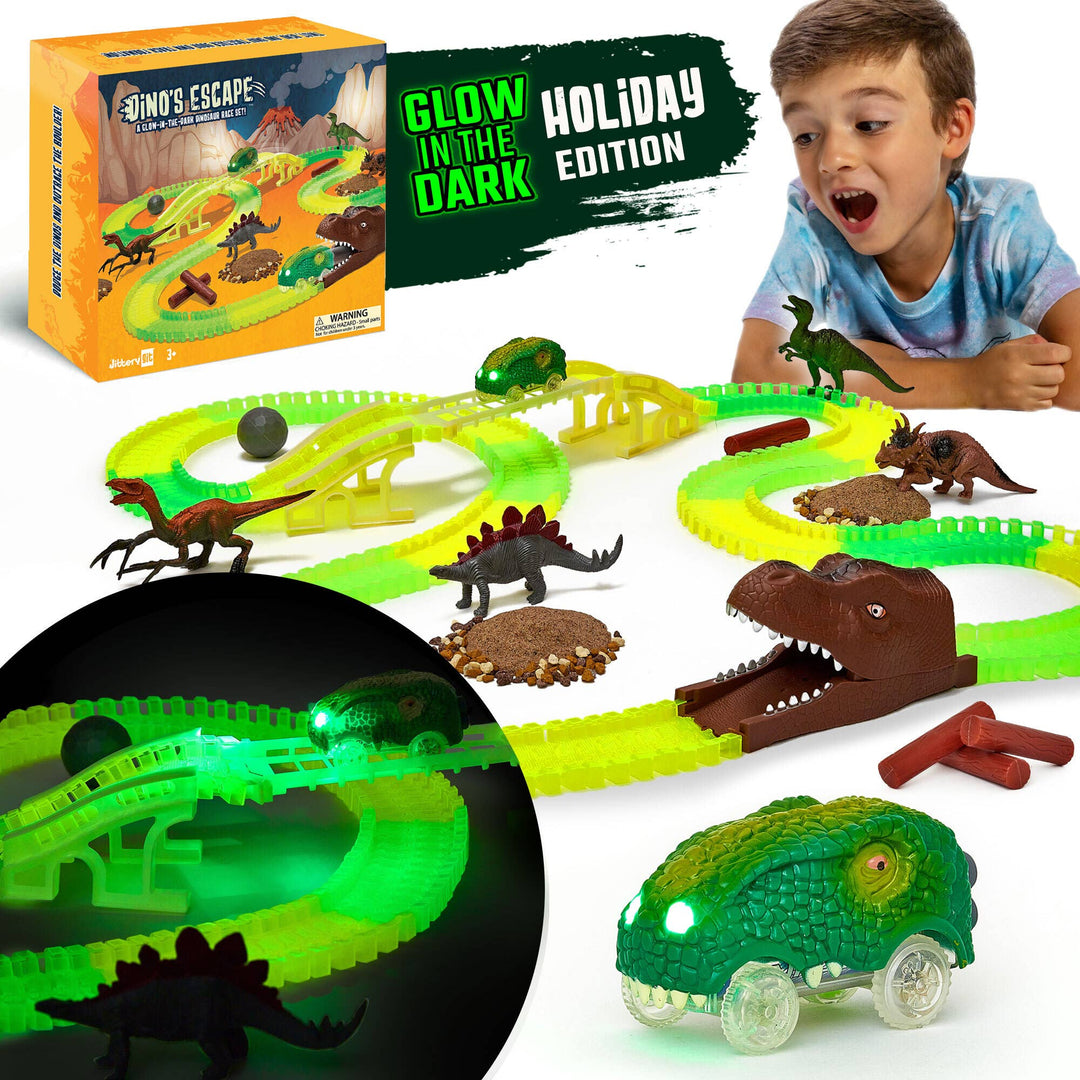 Dino Race Track Xmas Playset Toy Gift For Kids, Boys, Girls