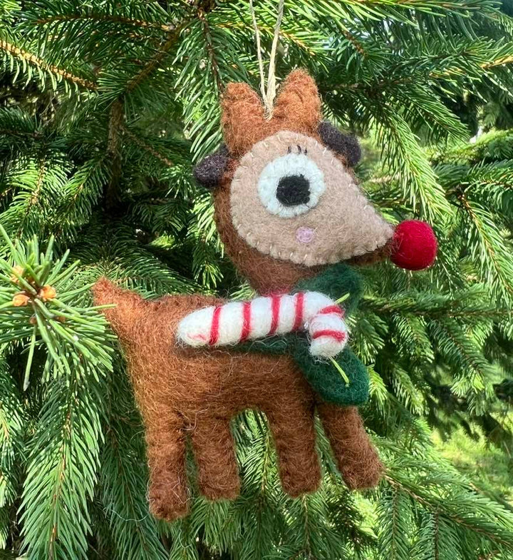 Holiday Ornament Rudolph the Reindeer with Candy Cane