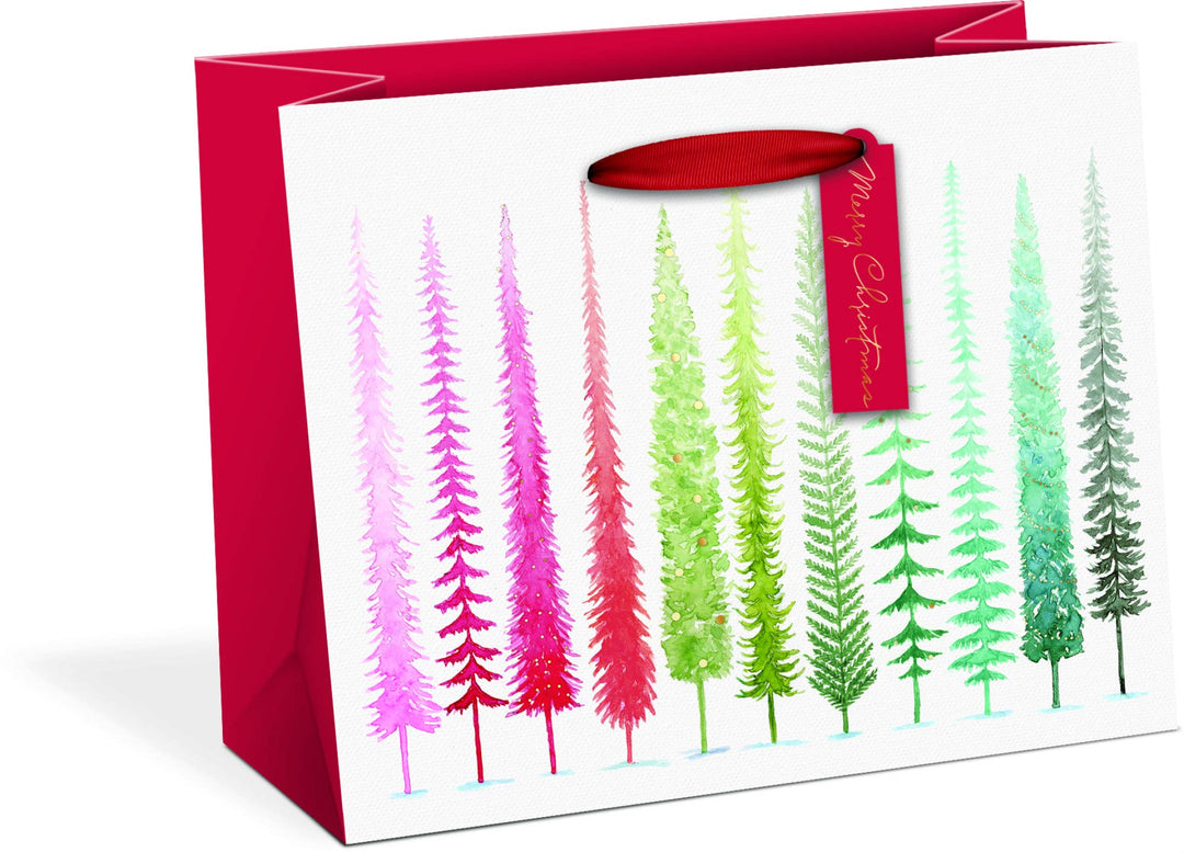 GIFTBAG MED HORZ PREMIUM WATERCOLOR TREES