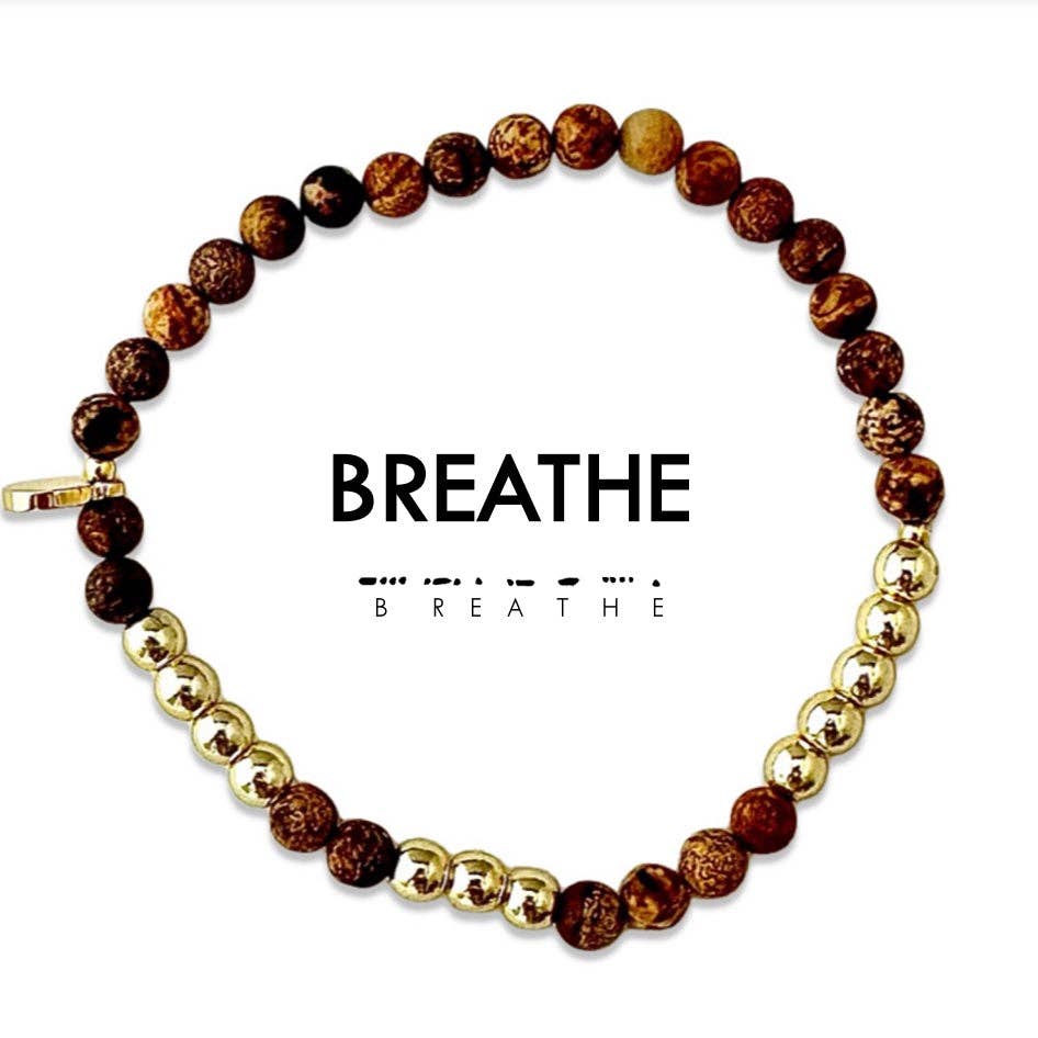Gold Morse Code Bracelet | BREATHE