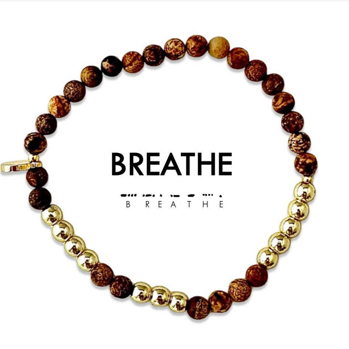 Gold Morse Code Bracelet | BREATHE
