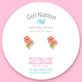 CLIP ON Cutie Earrings- Little Pink Flower