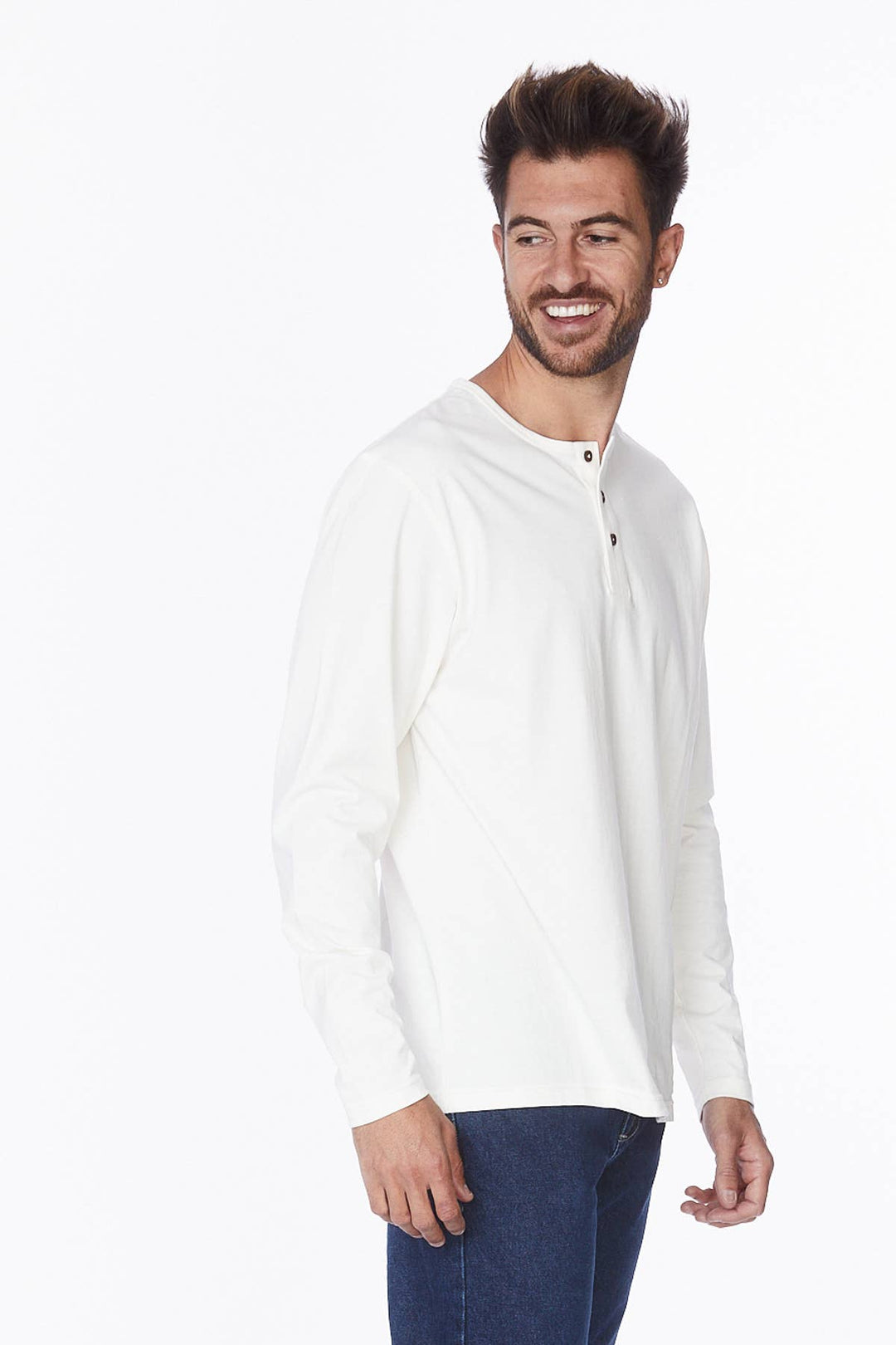 Men's Long Sleeve Cotton Henley T-Shirt
