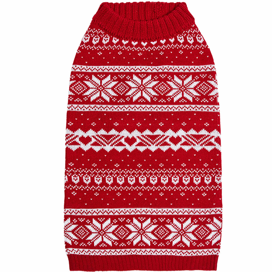 Holiday Family Sweater,  Snowflakes Sweater in True Red