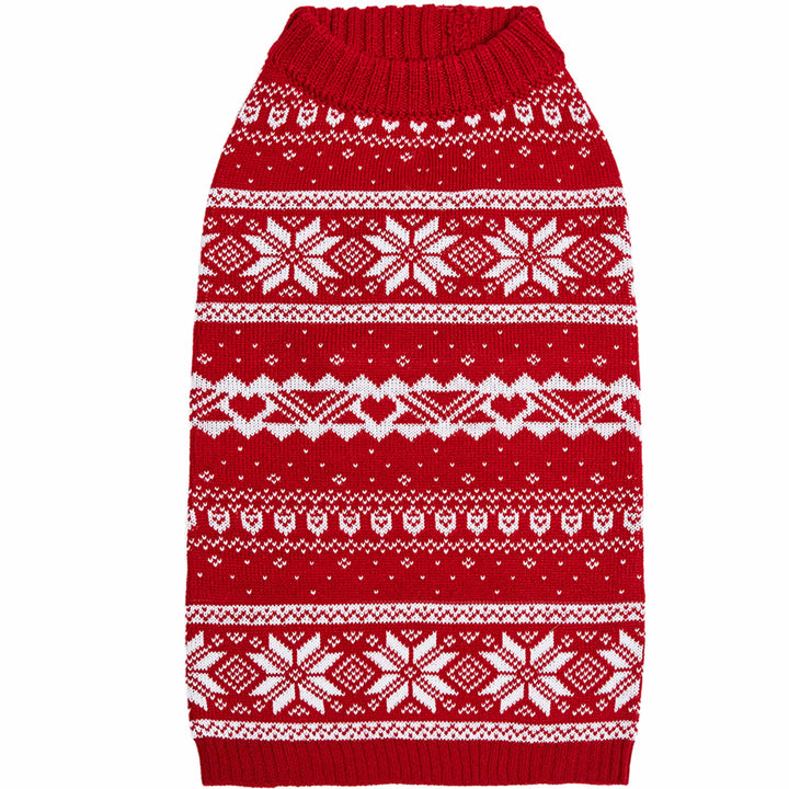 Holiday Family Sweater,  Snowflakes Sweater in True Red