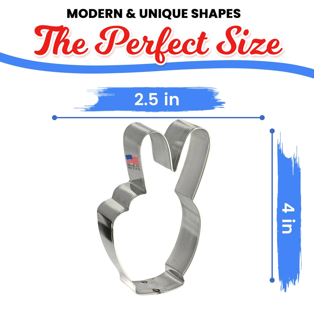 Hand Peace Sign Cookie Cutter 4" B1015