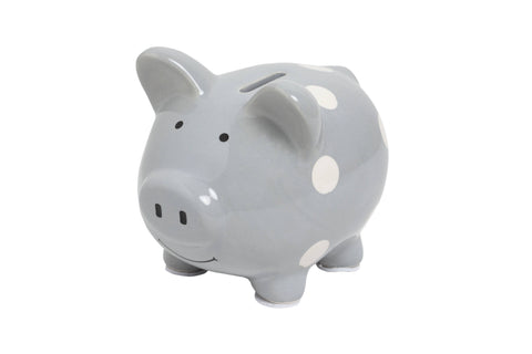 Gray Polka Dot Mini Piggy Bank