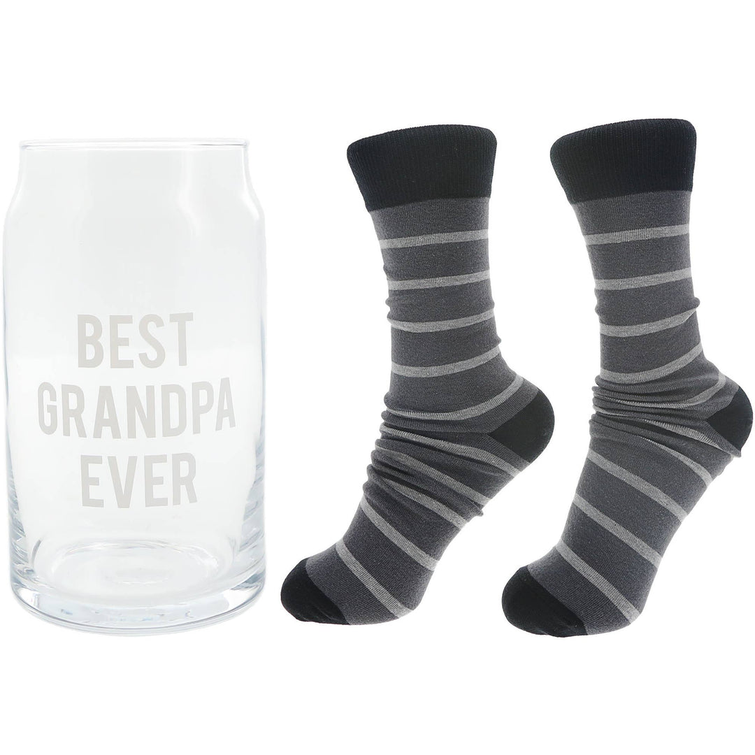 Best Grandpa - 16 oz Beer Can Glass and Sock Set