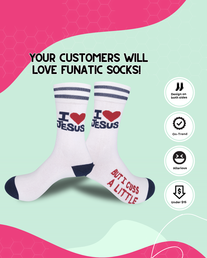 I Love Jesus (But I Cuss a Little) Socks | Funny Socks