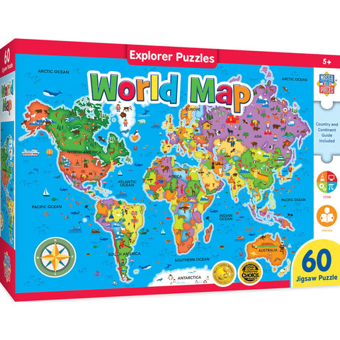 Explorer - World Map 60 Piece Puzzle – Small Town Famous