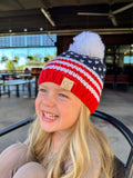 Kids' C.C Knit USA Pom Beanie