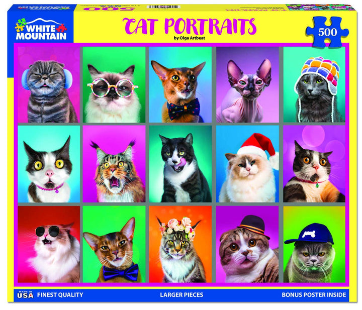 Cat Portraits (1850pz) - 500 Piece Jigsaw Puzzle