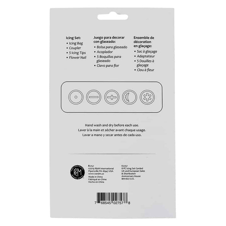 Icing Decorating Set 8 PC Set - Includes Flower Nail