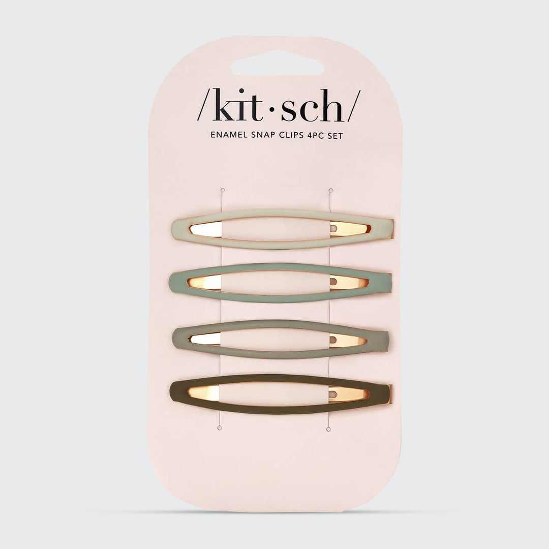 Enamel Elongated Snap Clips 4pc - Eucalyptus