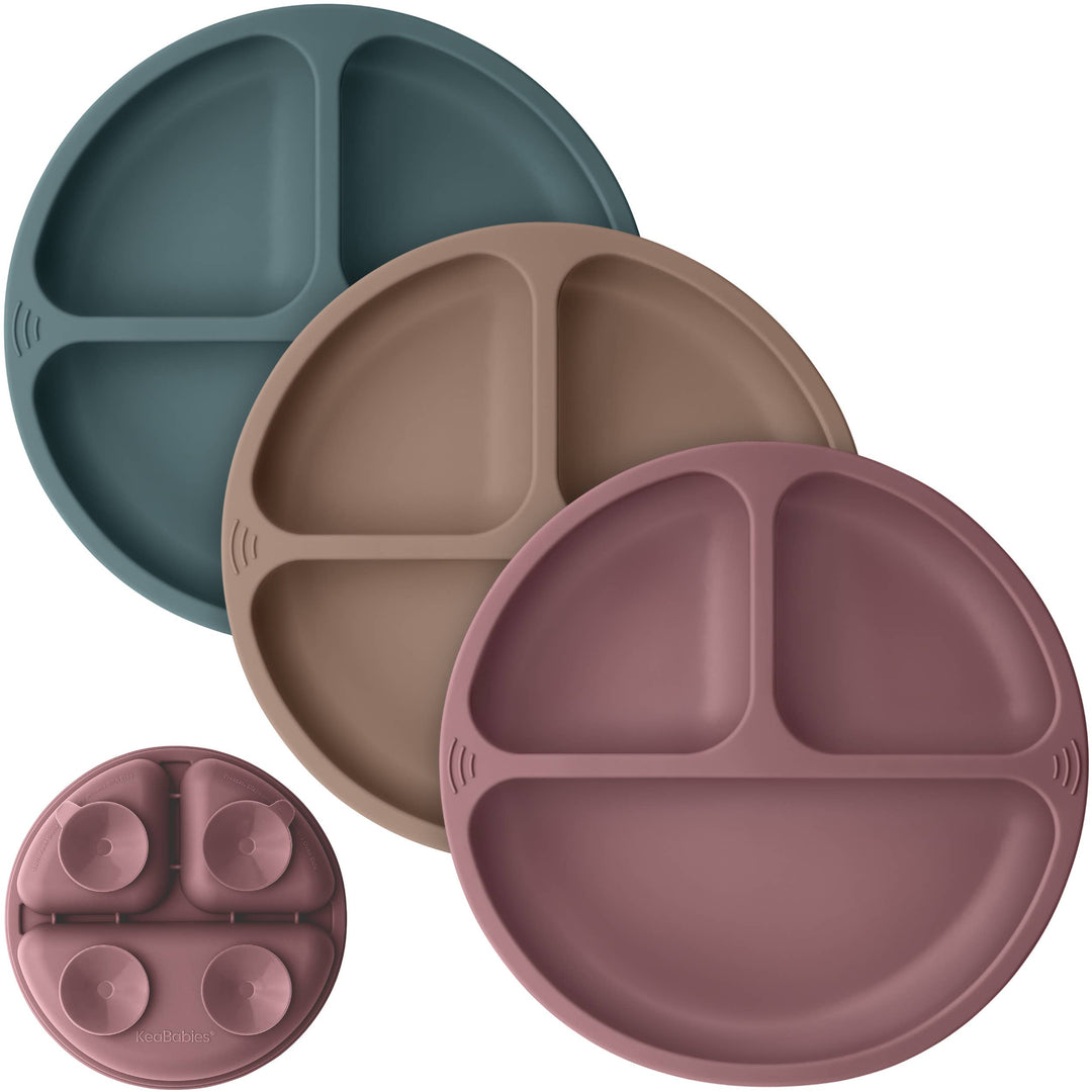 3-Pack Prep Suction Plates for Baby, BPA-Free Silicone Plate