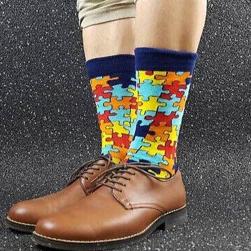 Puzzle Pieces Jigsaw Colorful Pattern Socks from the Sock Pa