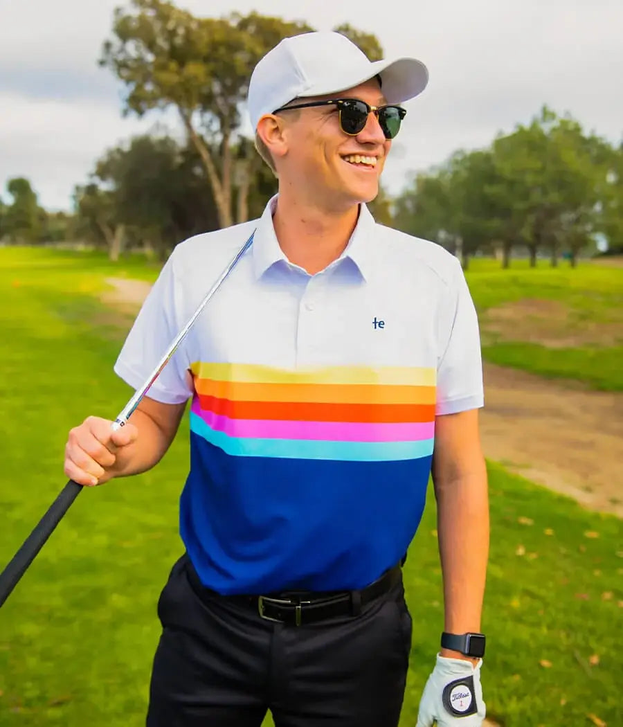 Santa Fe Men's Golf Shirt - Retro Striped Golf Polo