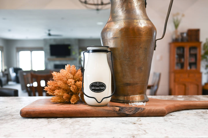 14 oz Milkbottle Candle: Salted Caramel Pistachio