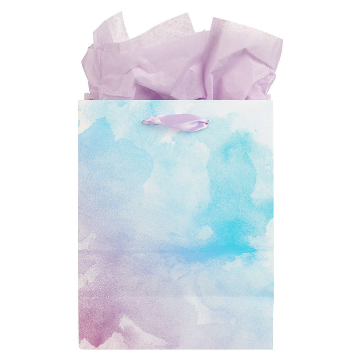 Be Still & Know Lilac and Blue Watercolor Medium Gift Bag