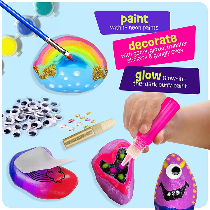 Kids Rock Painting Kit - Glow in The Dark - Arts & Crafts