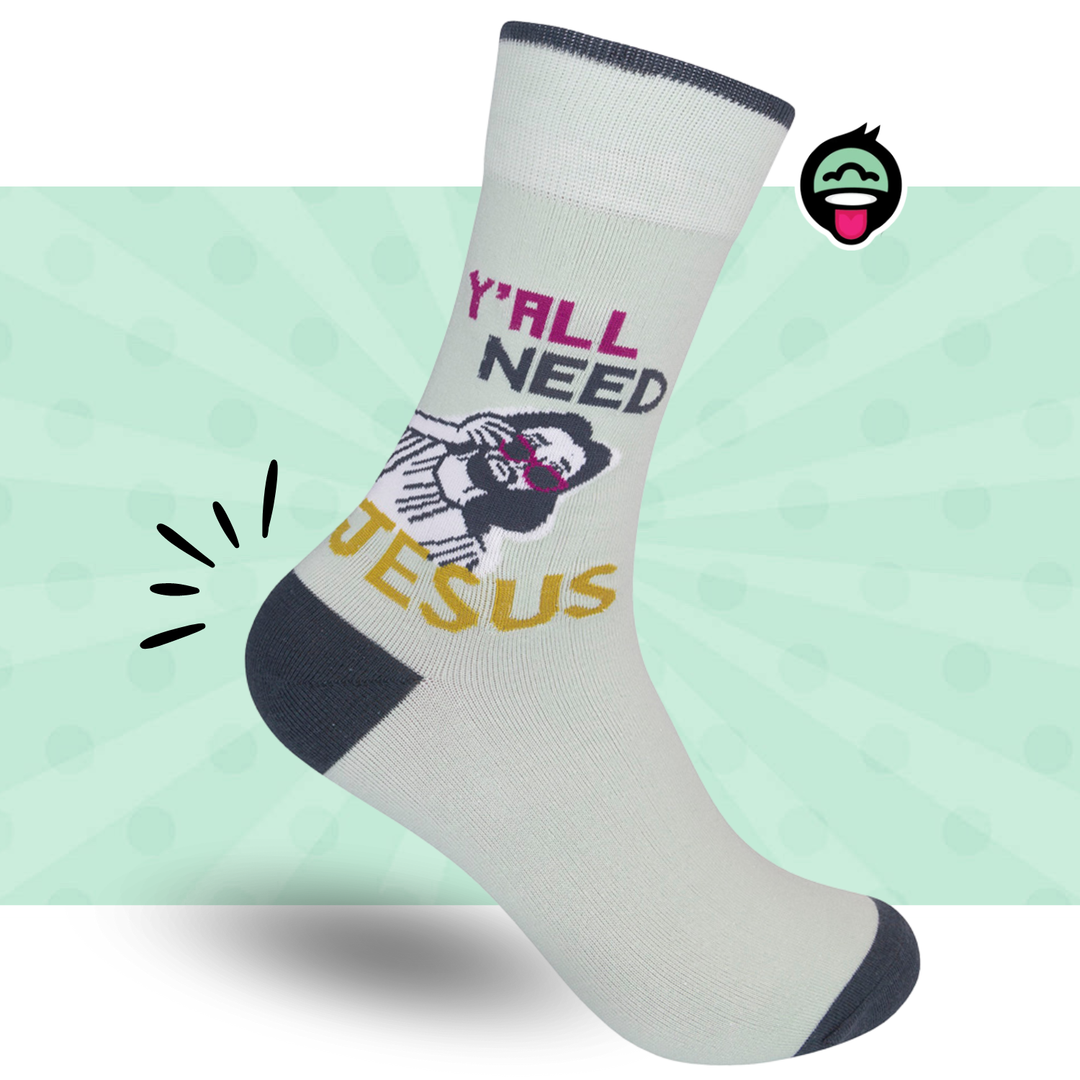 Y'All Need Jesus Socks | Funny Unisex Socks | Graphic Socks
