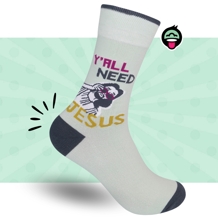 Y'All Need Jesus Socks | Funny Unisex Socks | Graphic Socks