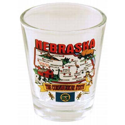 Nebraska Shotglass State Map