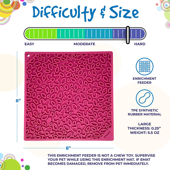 Flower Power Design eMat Enrichment Lick Mat - Pink