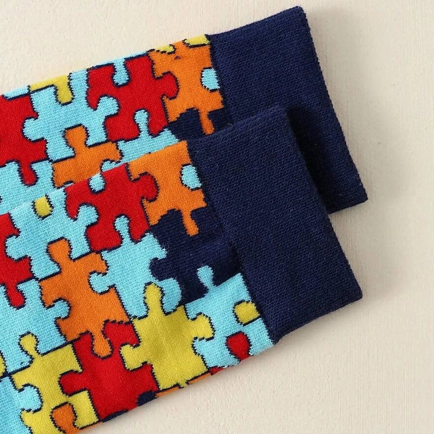 Puzzle Pieces Jigsaw Colorful Pattern Socks from the Sock Pa