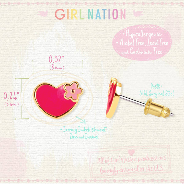 Valentine's Hearts and Flowers Cutie Stud Earrings